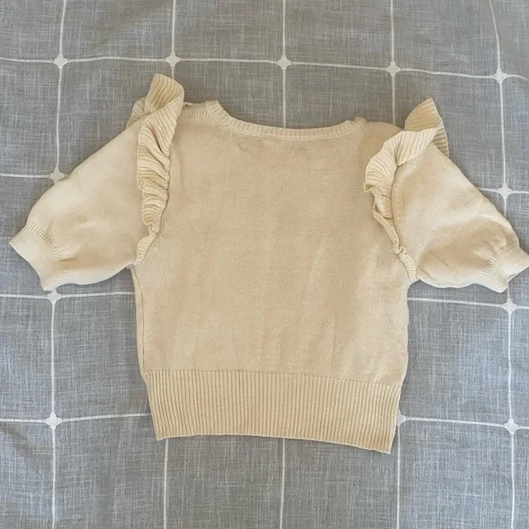 LC Lauren Conrad Ruffle Pointelle Sweater Top - Picture 4 of 5